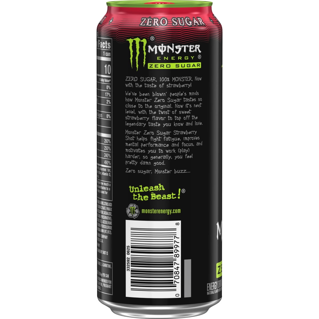 Monster Energy, Strawberry Shot, Zero Sugar, Energy Drink, 16 fl oz, Can