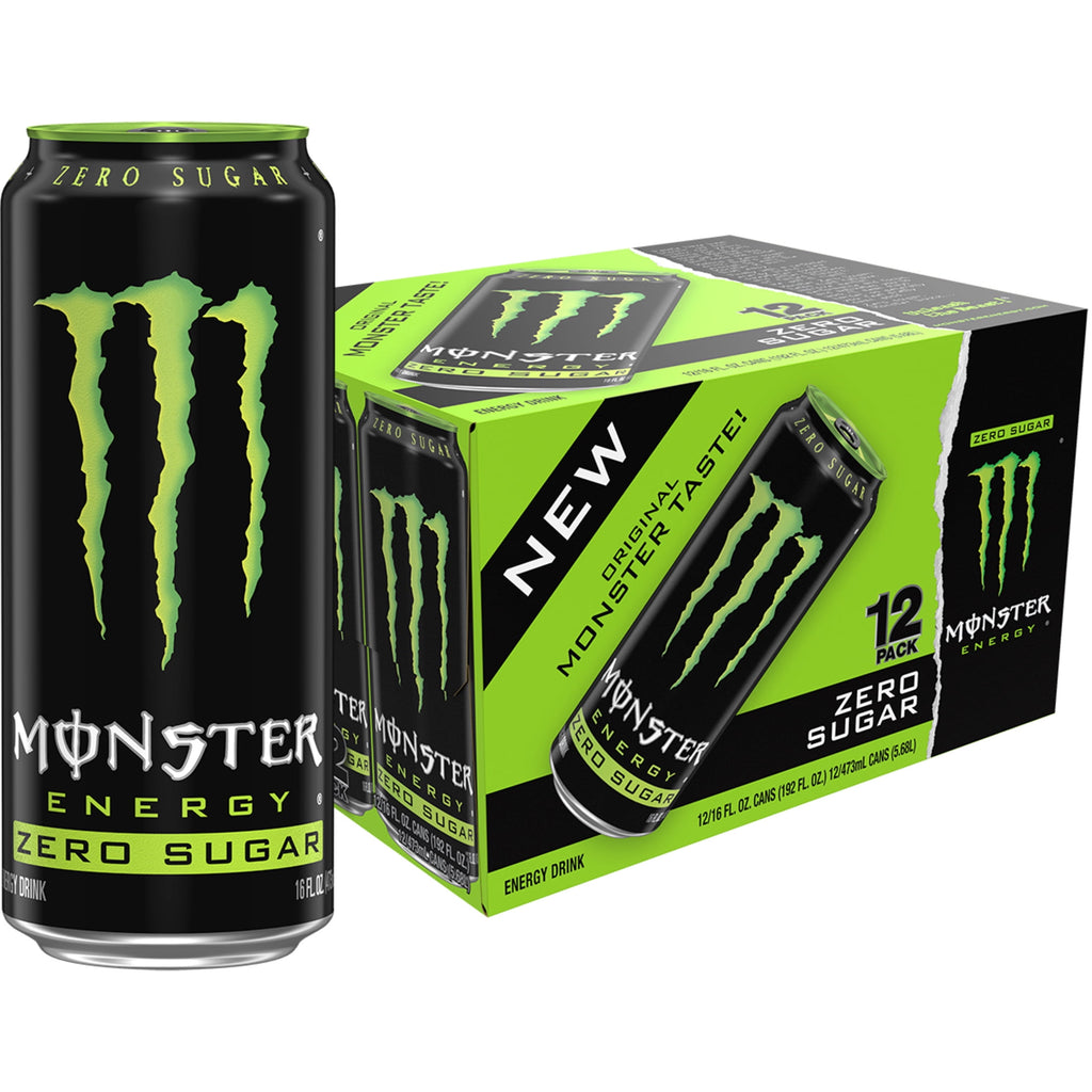 Monster Energy Zero Sugar, Sugar Free Energy Drink, 12 Pack - 16 Fl Oz
