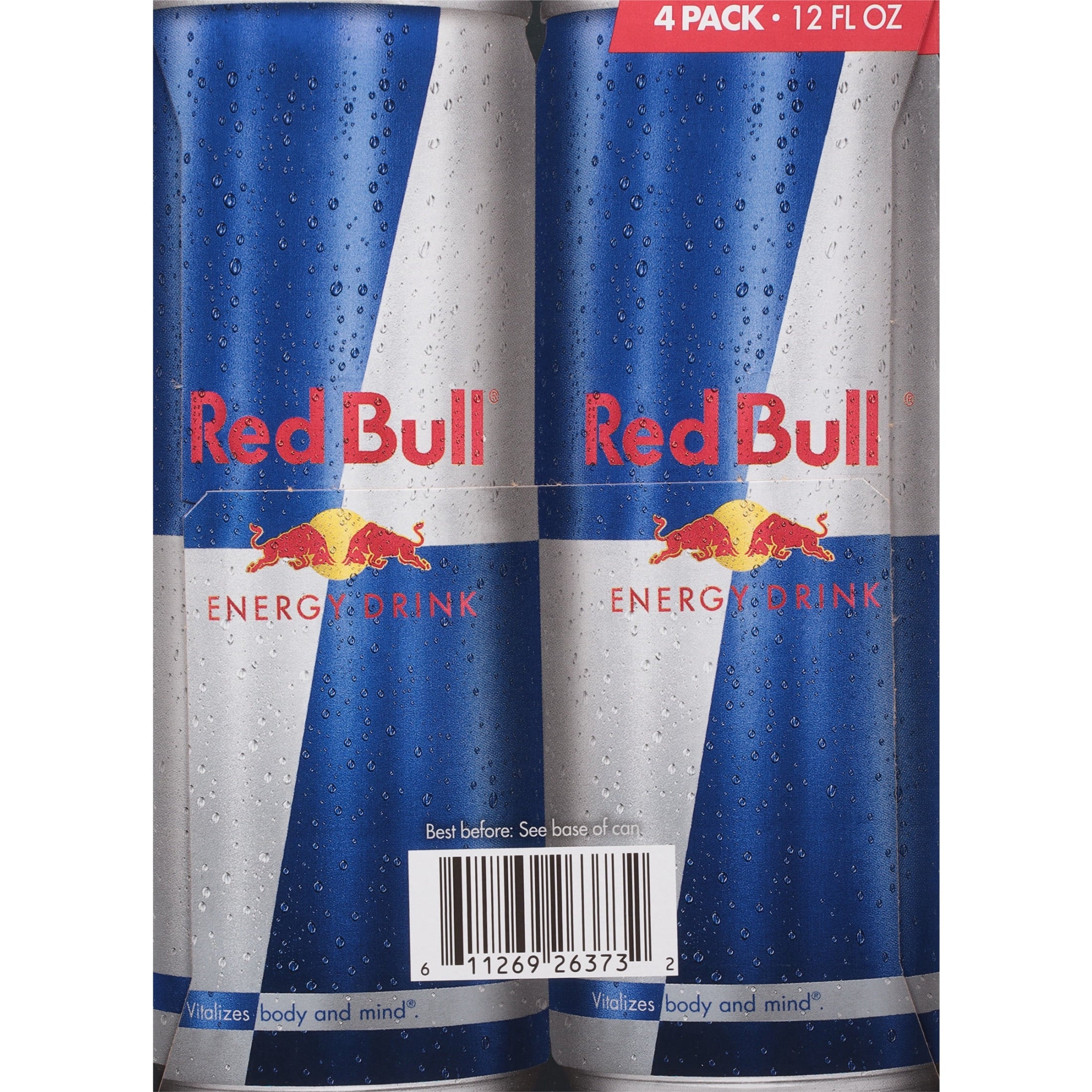 Red Bull Energy Drink, 114mg Caffeine, 12 fl. oz., Pack of 4 Cans